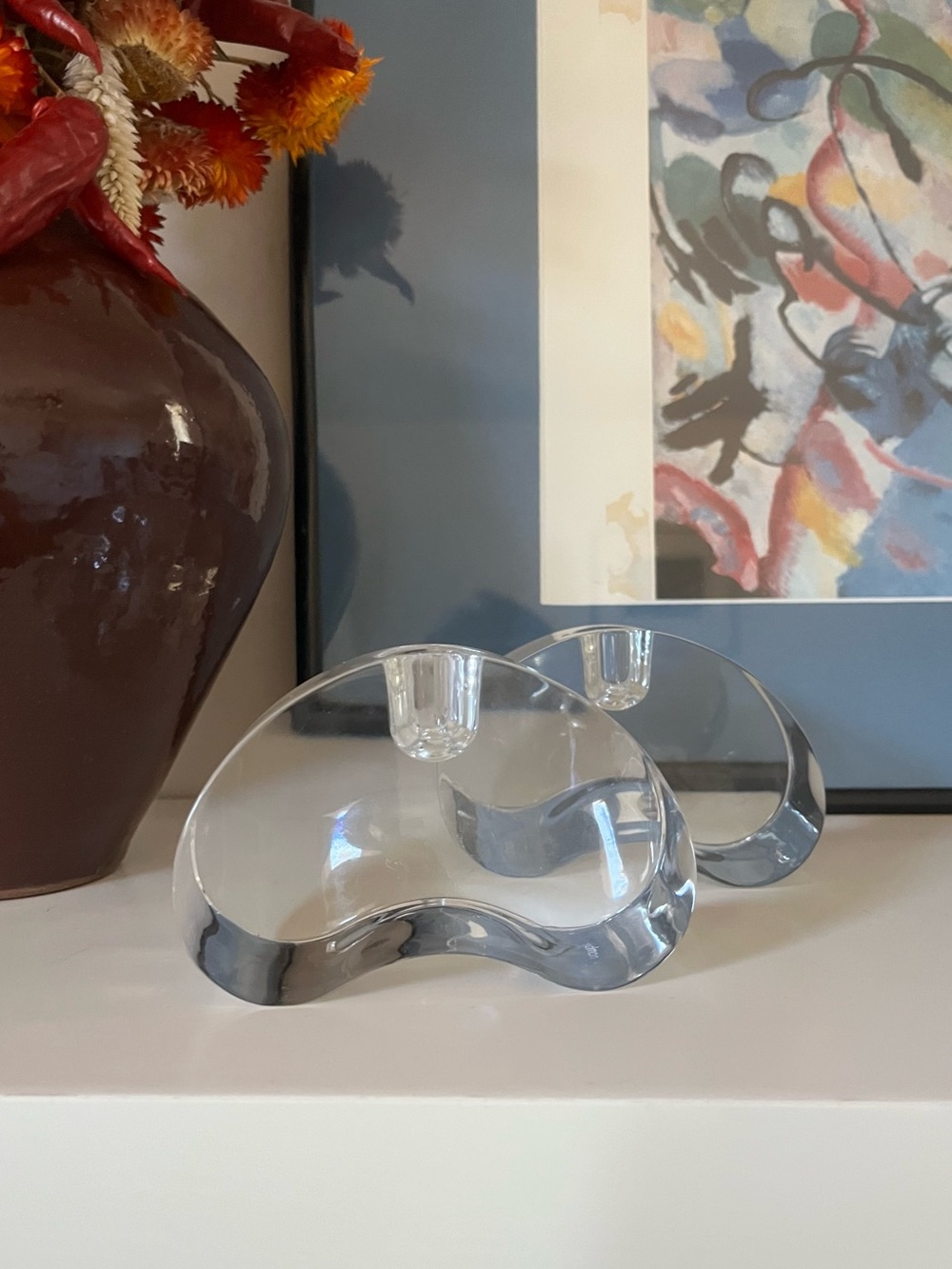 Nambe crystal candle holders - Pair